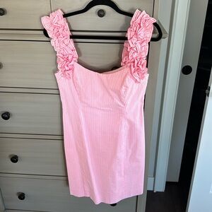 Size 6 Lilly Pulitzer pink and white striped dress with zip on the back